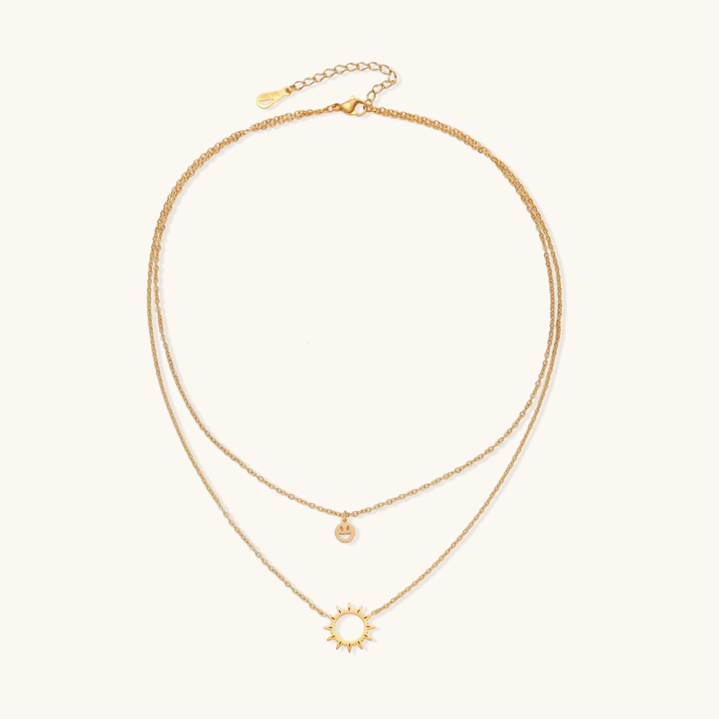 Sunshine Smiley Layered Necklace