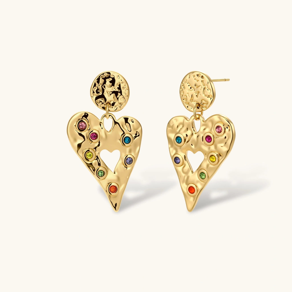 Rainbow Heart Drop Earrings