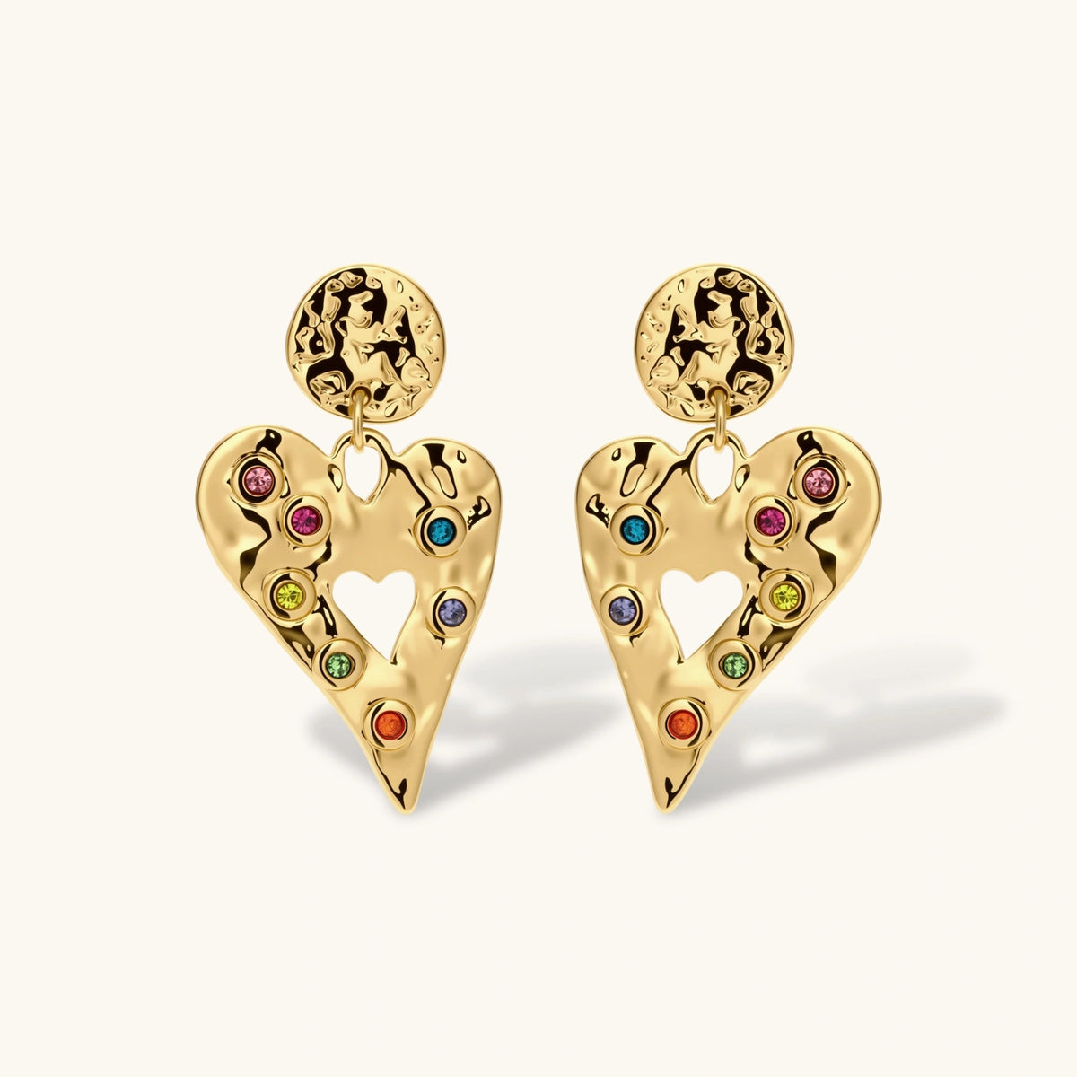 Rainbow Heart Drop Earrings