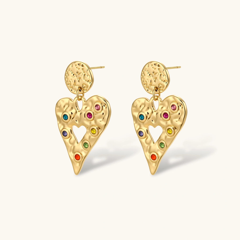 Rainbow Heart Drop Earrings